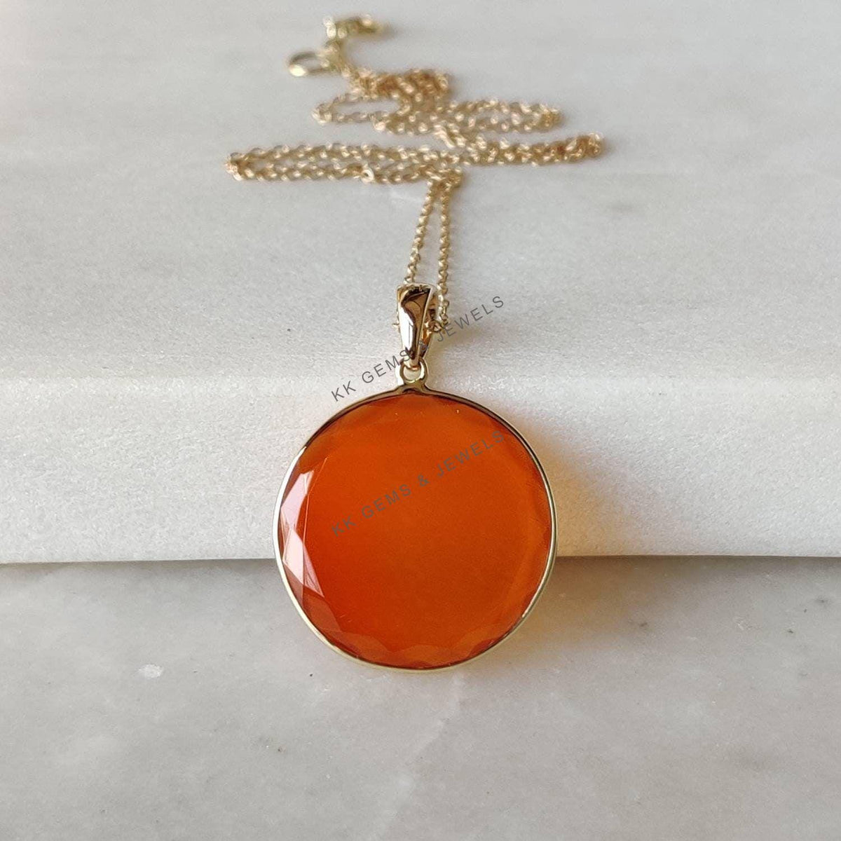 Natural Red Onyx Pendant, 14K Solid Yellow Gold Bezel Pendant, July Birthstone
