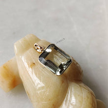 Natural Green Amethyst Octagon Bezel Pendant, 14K Solid Yellow Gold, February Birthstone