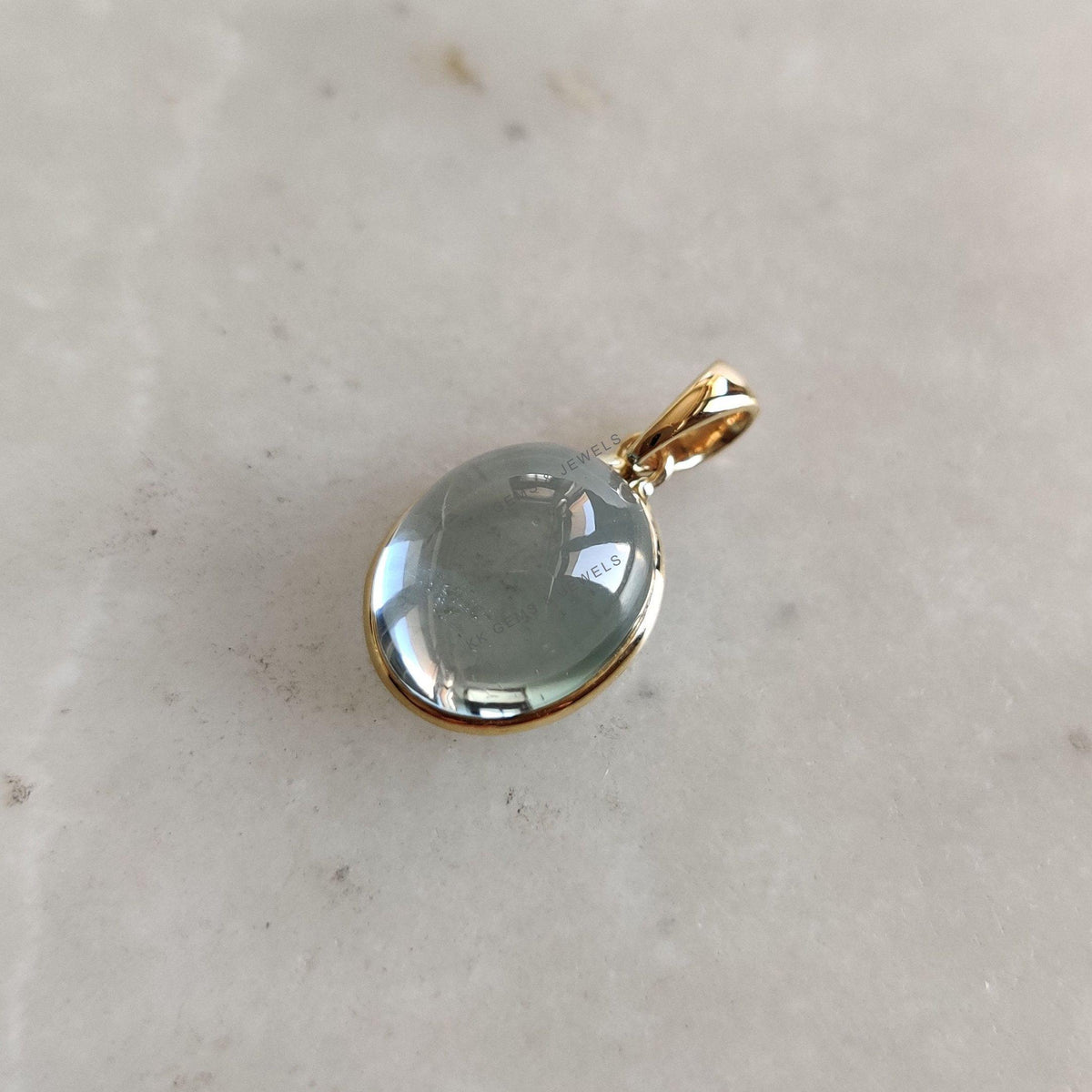 14K Solid Gold Natural Sky Blue Topaz Pendant, Bezel Setting, December Birthstone