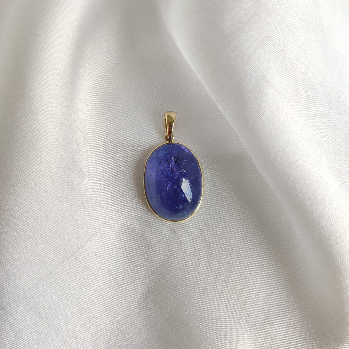 Natural Tanzanite 14K Solid Yellow Gold Pendant, Oval December Birthstone