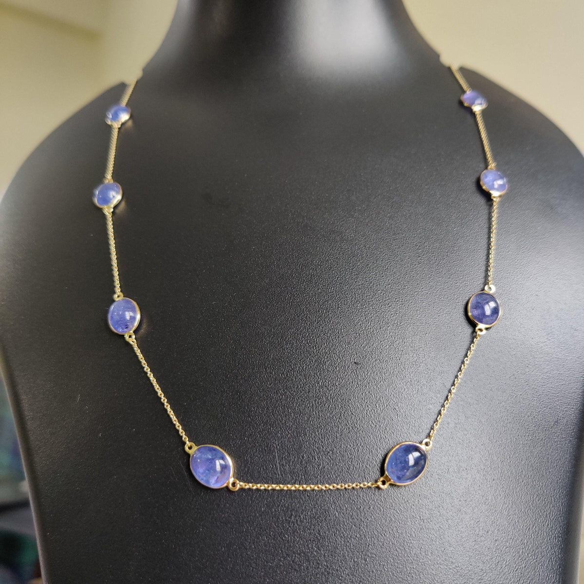 Natural Tanzanite Necklace, 14K Solid Yellow Gold Bezel Pendant
