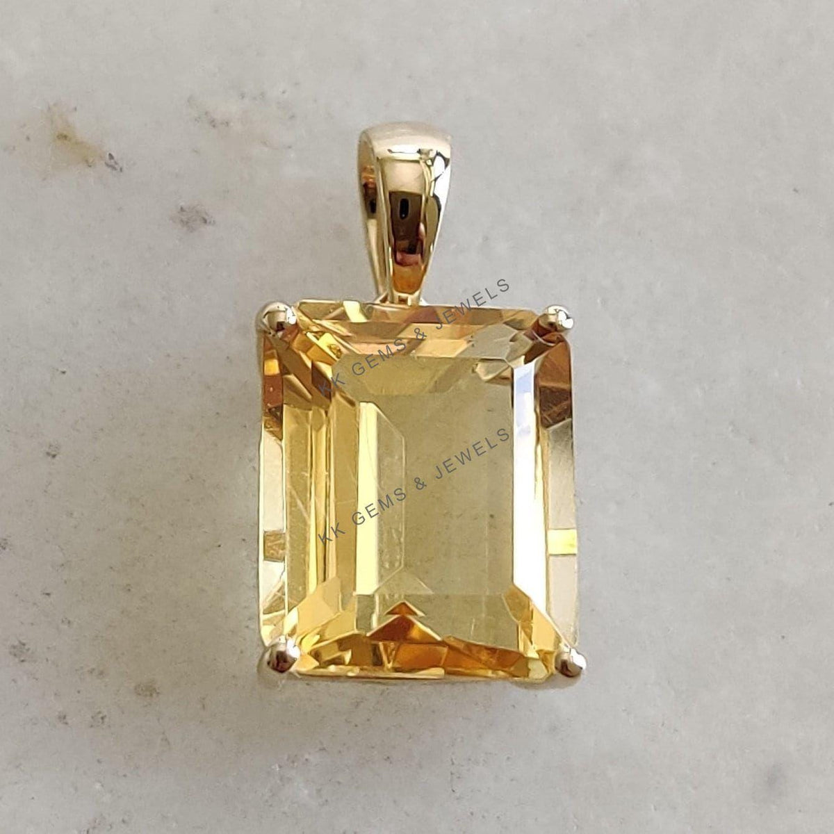 Natural Citrine Pendant, 14K Yellow Gold Octagon Gemstone, November Birthstone