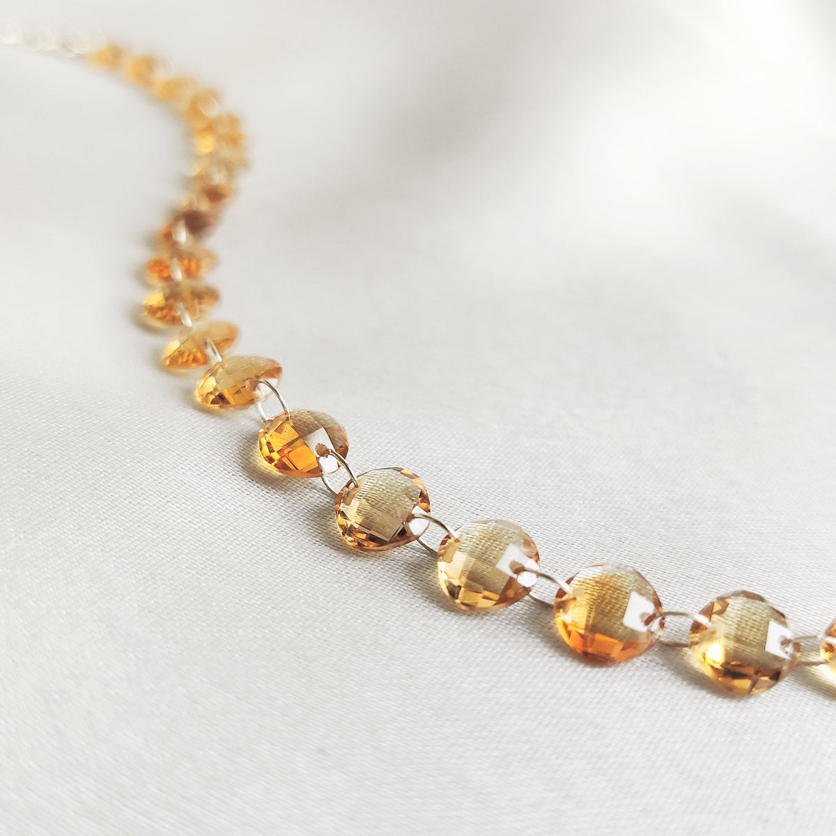 14K Solid Yellow Gold Natural Citrine Gemstone Drill Bracelet, November Birthstone