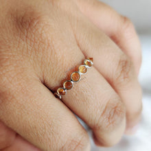 Natural Citrine 14K Solid White Gold Ring, Bezel Eternity Band