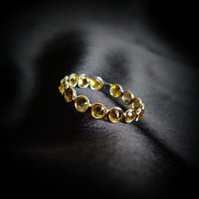 Natural Citrine 14K Solid White Gold Ring, Bezel Eternity Band