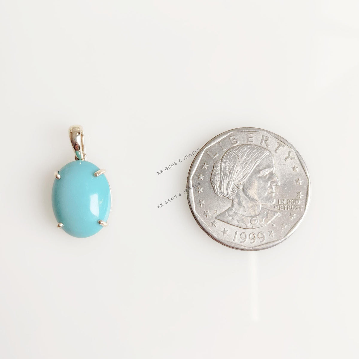 Natural Turquoise 14K Solid Yellow Gold Pendant, December Birthstone