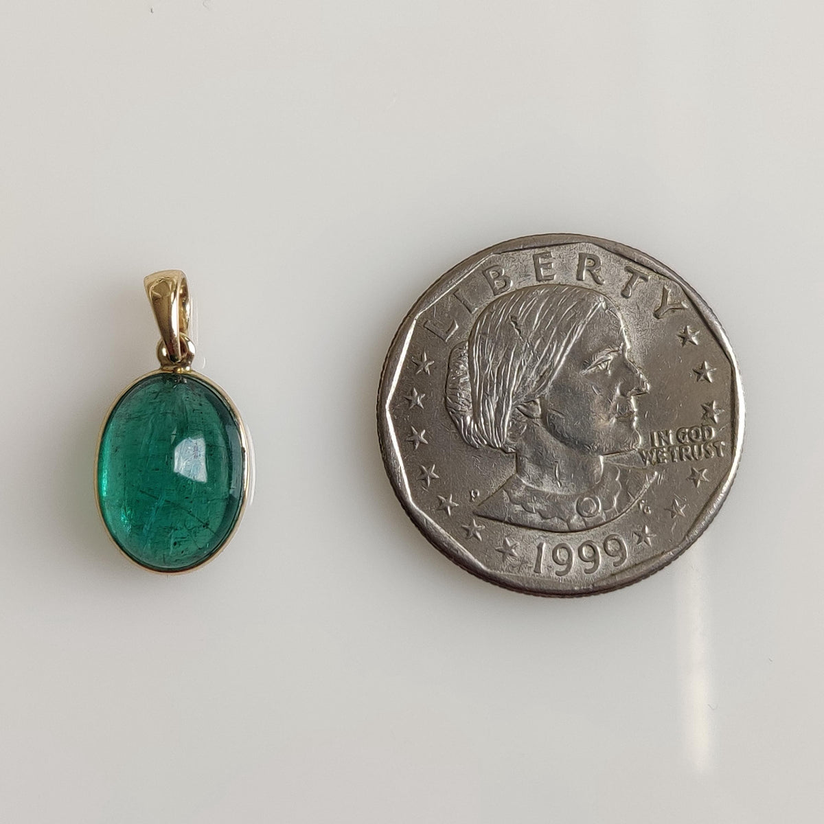 Natural Emerald Pendant, 14K Solid Yellow Gold Bezel Pendant, May Birthstone