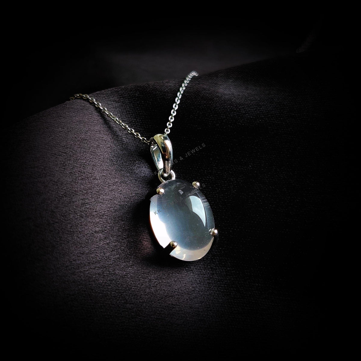 Natural Rose Quartz Pendant, 14K Solid White Gold Prong Setting, January Birthstone