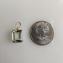Natural Green Amethyst Octagon Bezel Pendant, 14K Solid Yellow Gold, February Birthstone