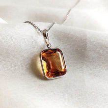 Natural Citrine Pendant: 14K Solid White Gold Pendant, November Birthstone