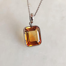 Natural Citrine Pendant: 14K Solid White Gold Pendant, November Birthstone
