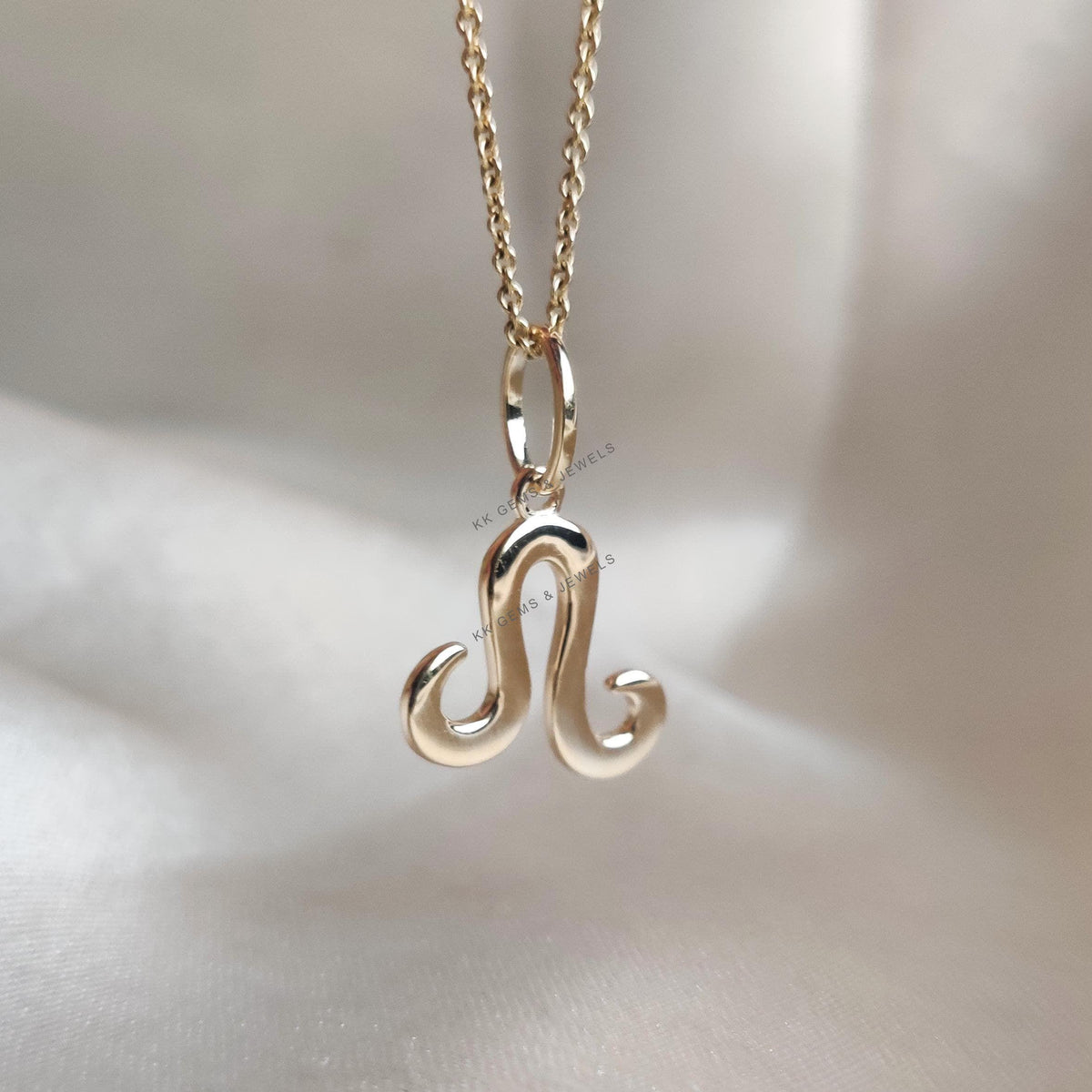 14K Solid Yellow Gold Leo Zodiac Pendant Charm