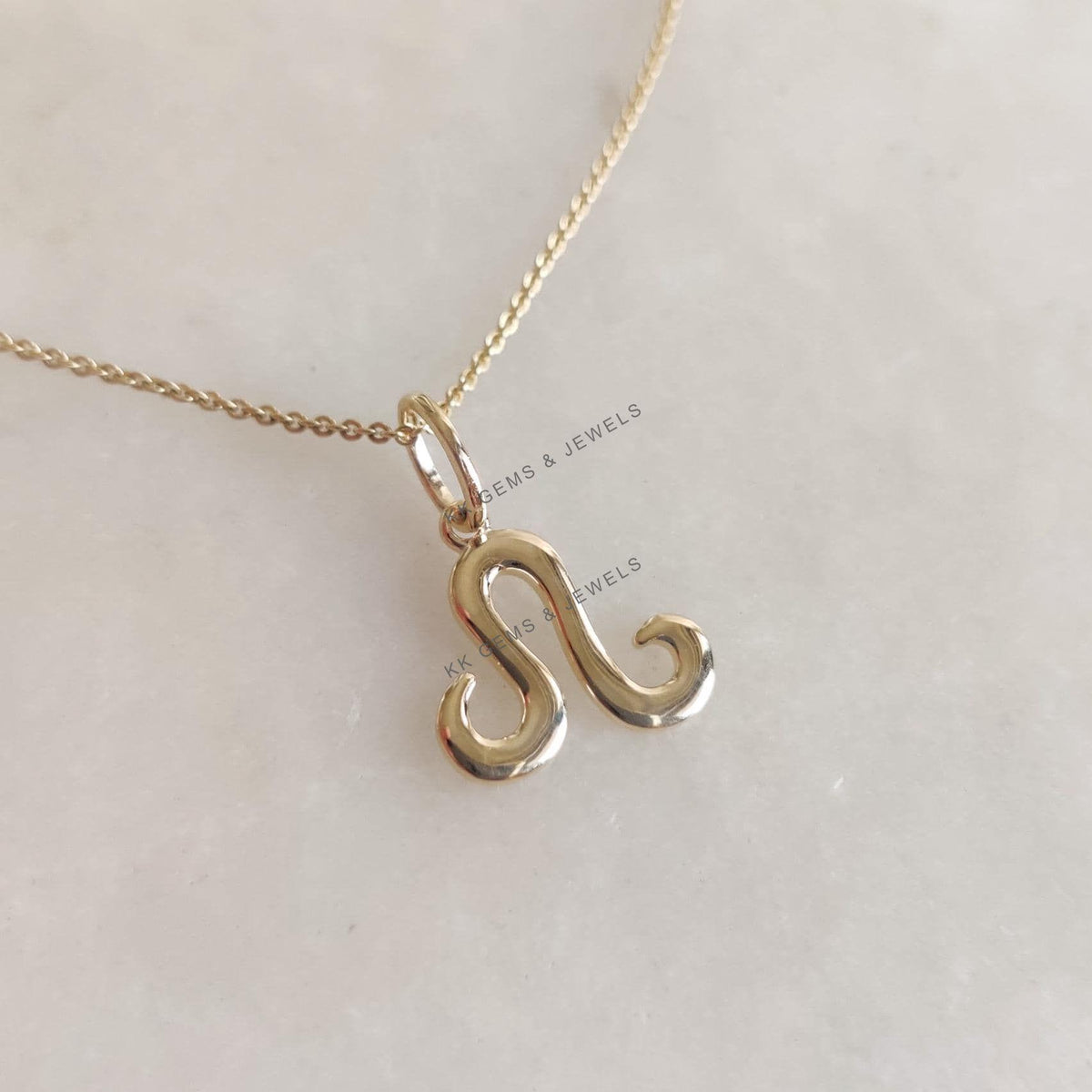 14K Solid Yellow Gold Leo Zodiac Pendant Charm
