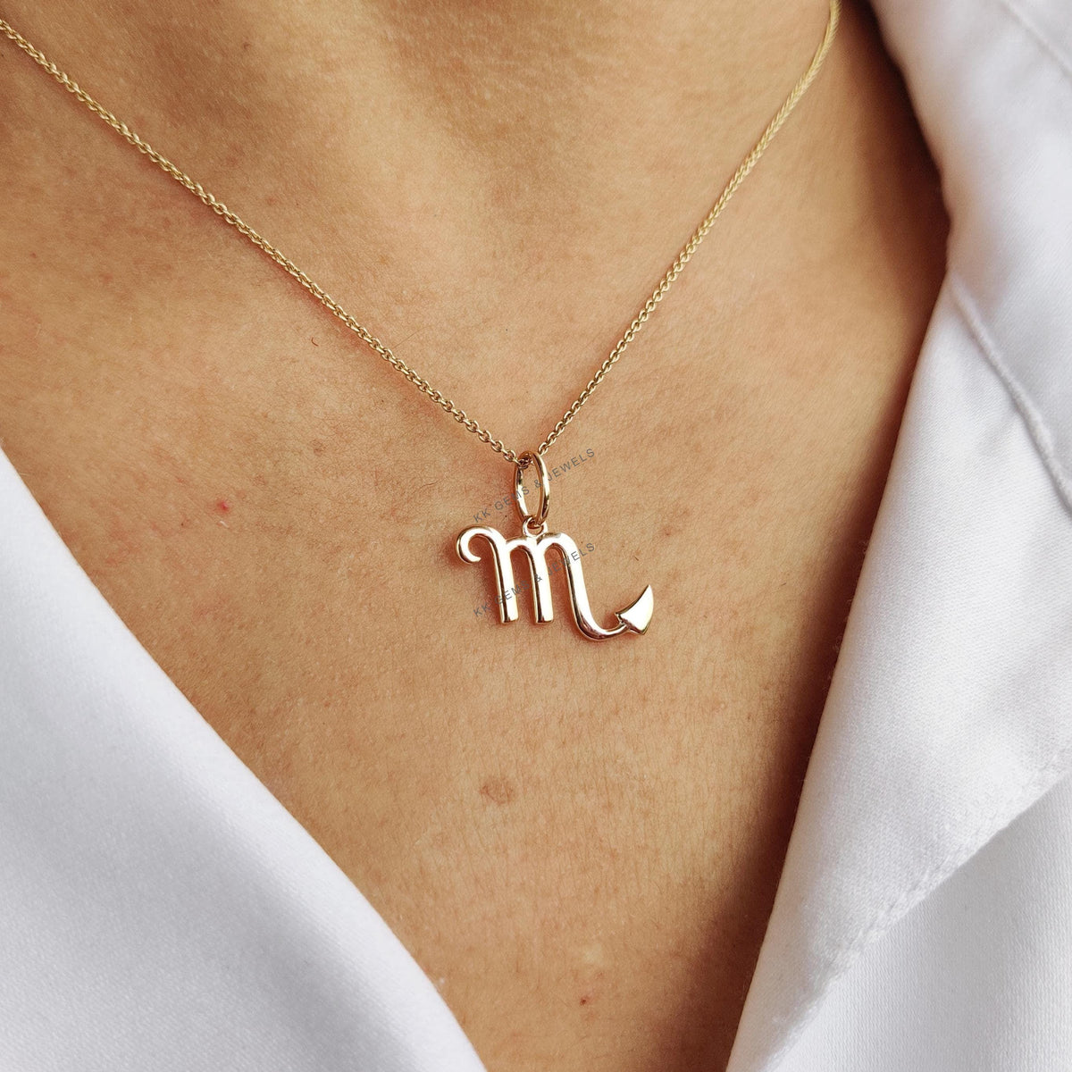 14K Solid Yellow Gold Scorpio Zodiac Pendant, Symbolic Charm