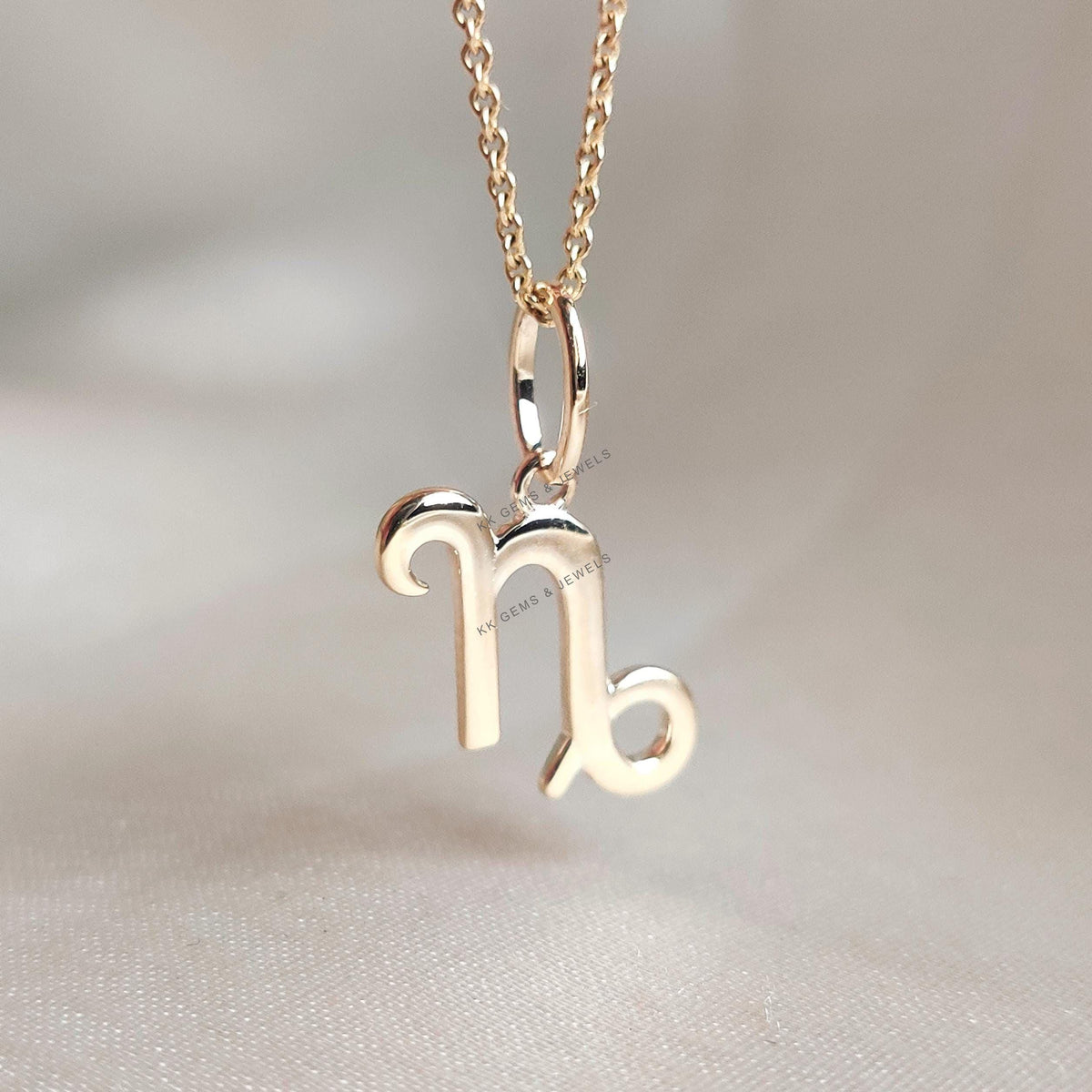 14K Solid Yellow Gold Capricorn Zodiac Pendant - Symbolic Charm
