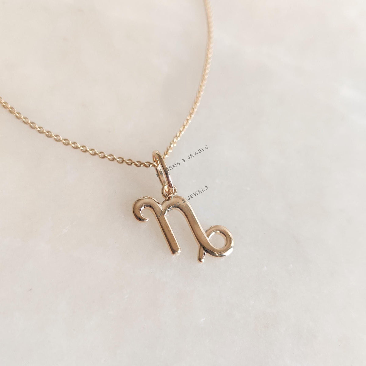 14K Solid Yellow Gold Capricorn Zodiac Pendant - Symbolic Charm