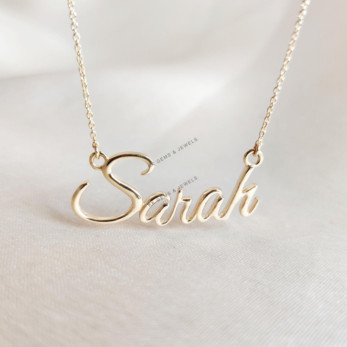 14K Yellow Gold Name Pendant: Personalized Solid Gold Charm