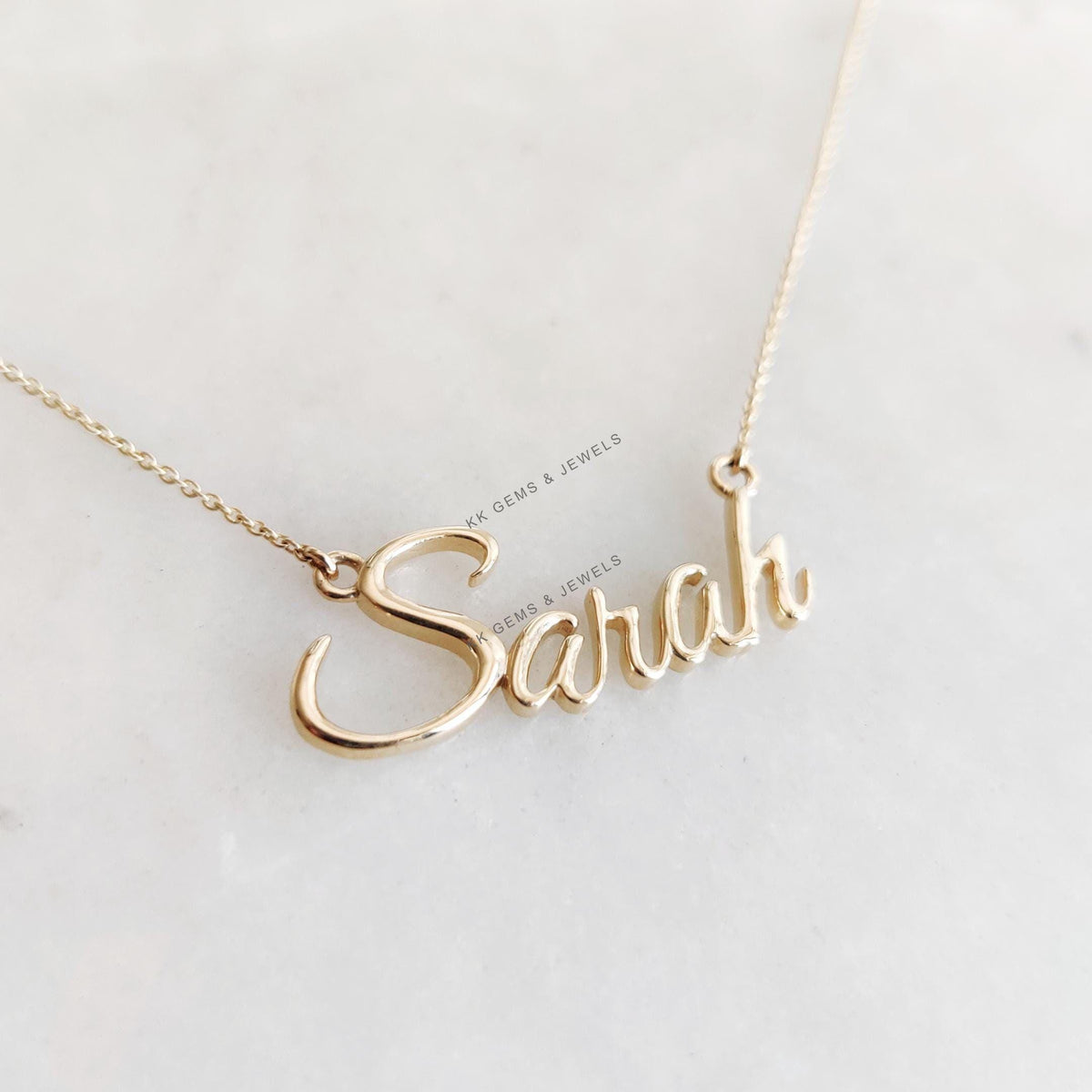 14K Yellow Gold Name Pendant: Personalized Solid Gold Charm