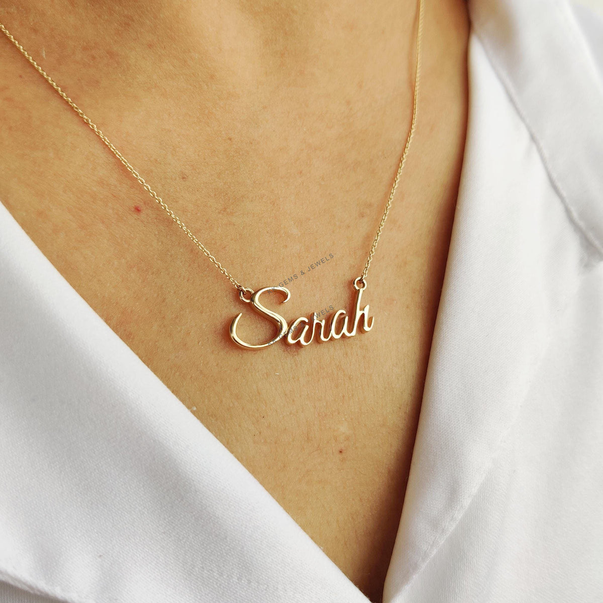 14K Yellow Gold Name Pendant: Personalized Solid Gold Charm