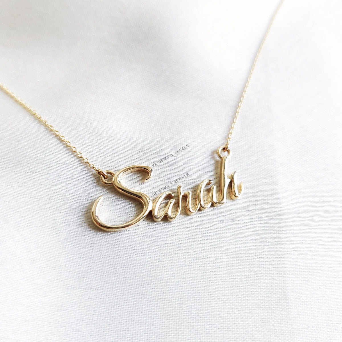 14K Yellow Gold Name Pendant: Personalized Solid Gold Charm