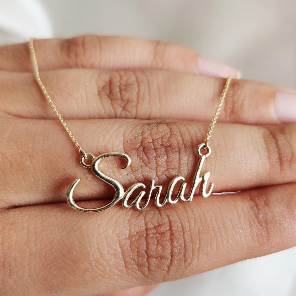 14K Yellow Gold Name Pendant: Personalized Solid Gold Charm
