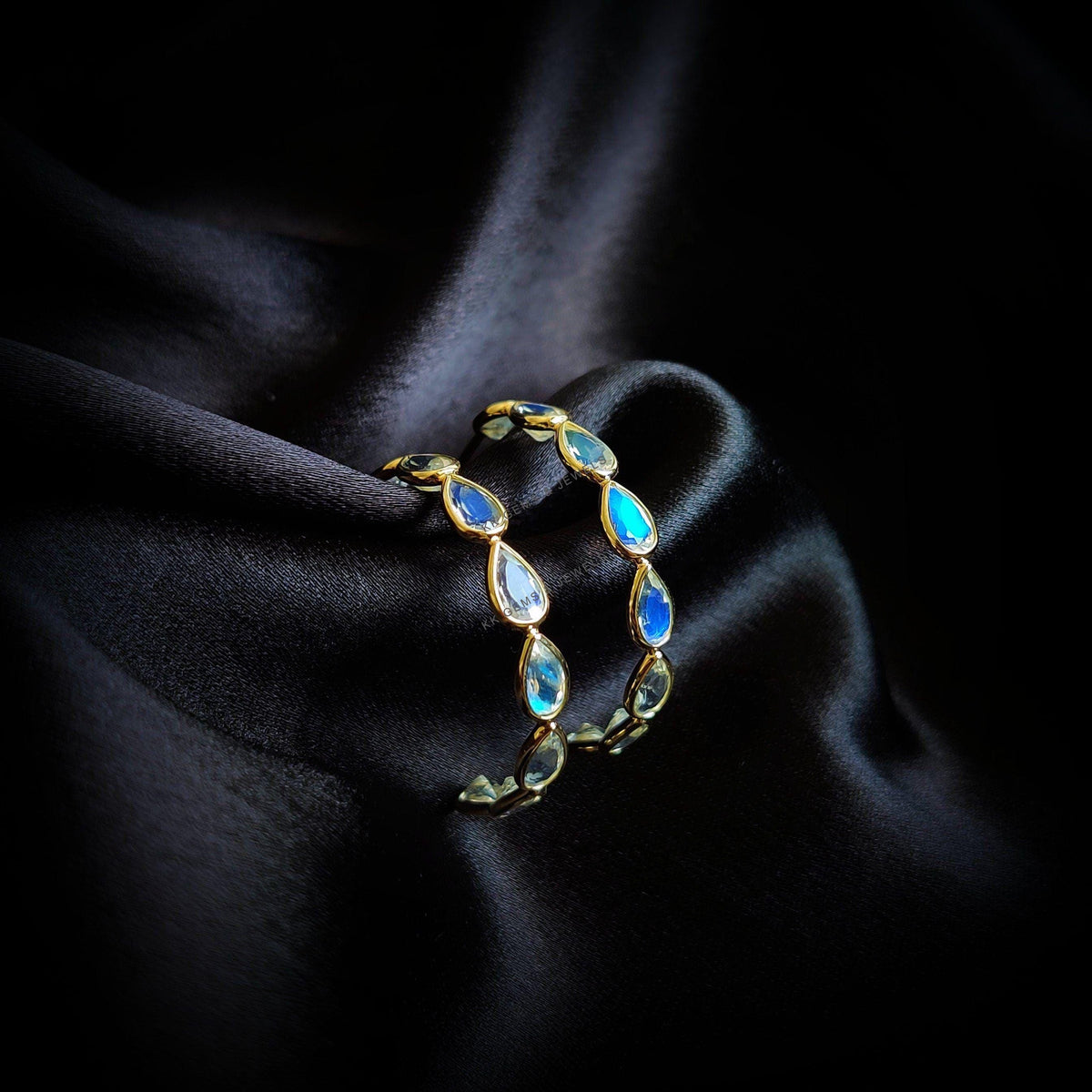 Natural Rainbow Moonstone Hoop Earrings, 14K Solid Gold, June Birthstone