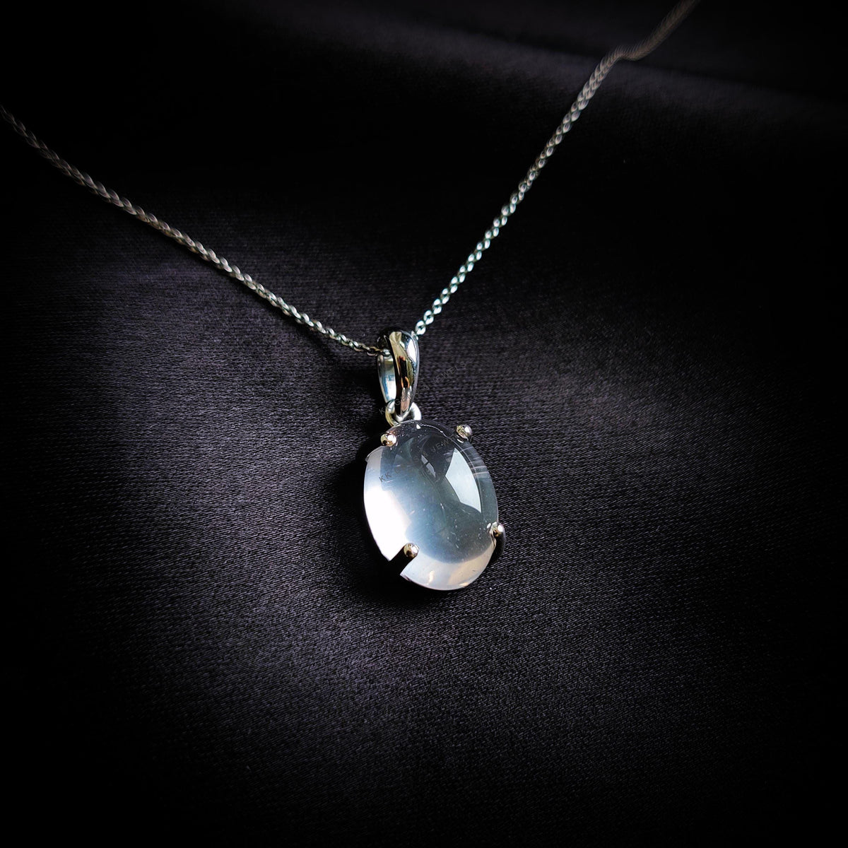 Natural Rose Quartz Pendant, 14K Solid White Gold Prong Setting, January Birthstone