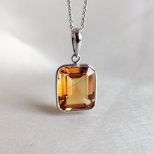 Natural Citrine Pendant: 14K Solid White Gold Pendant, November Birthstone