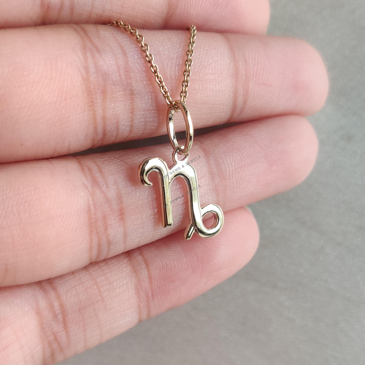 14K Solid Yellow Gold Capricorn Zodiac Pendant - Symbolic Charm