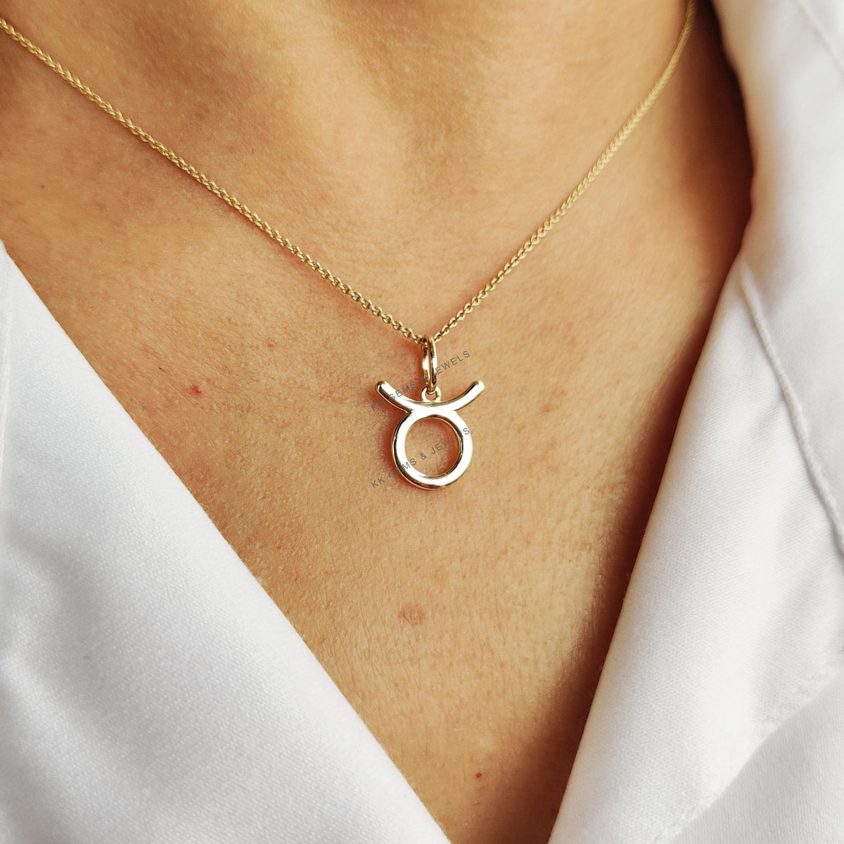 14K Solid Gold Taurus Zodiac Pendant, Symbolic Charm