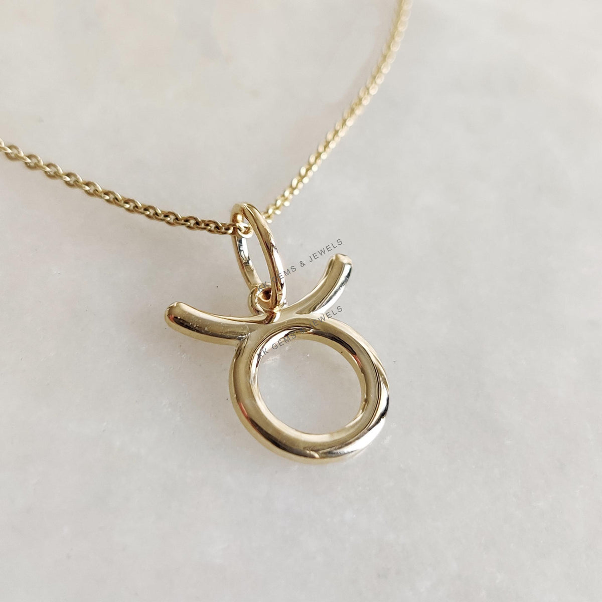 14K Solid Gold Taurus Zodiac Pendant, Symbolic Charm