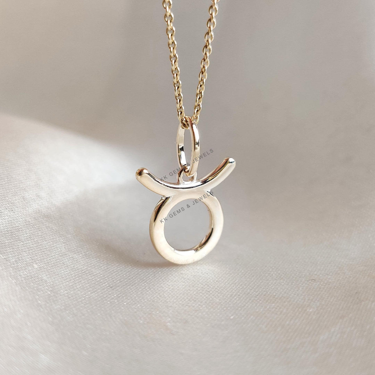 14K Solid Gold Taurus Zodiac Pendant, Symbolic Charm