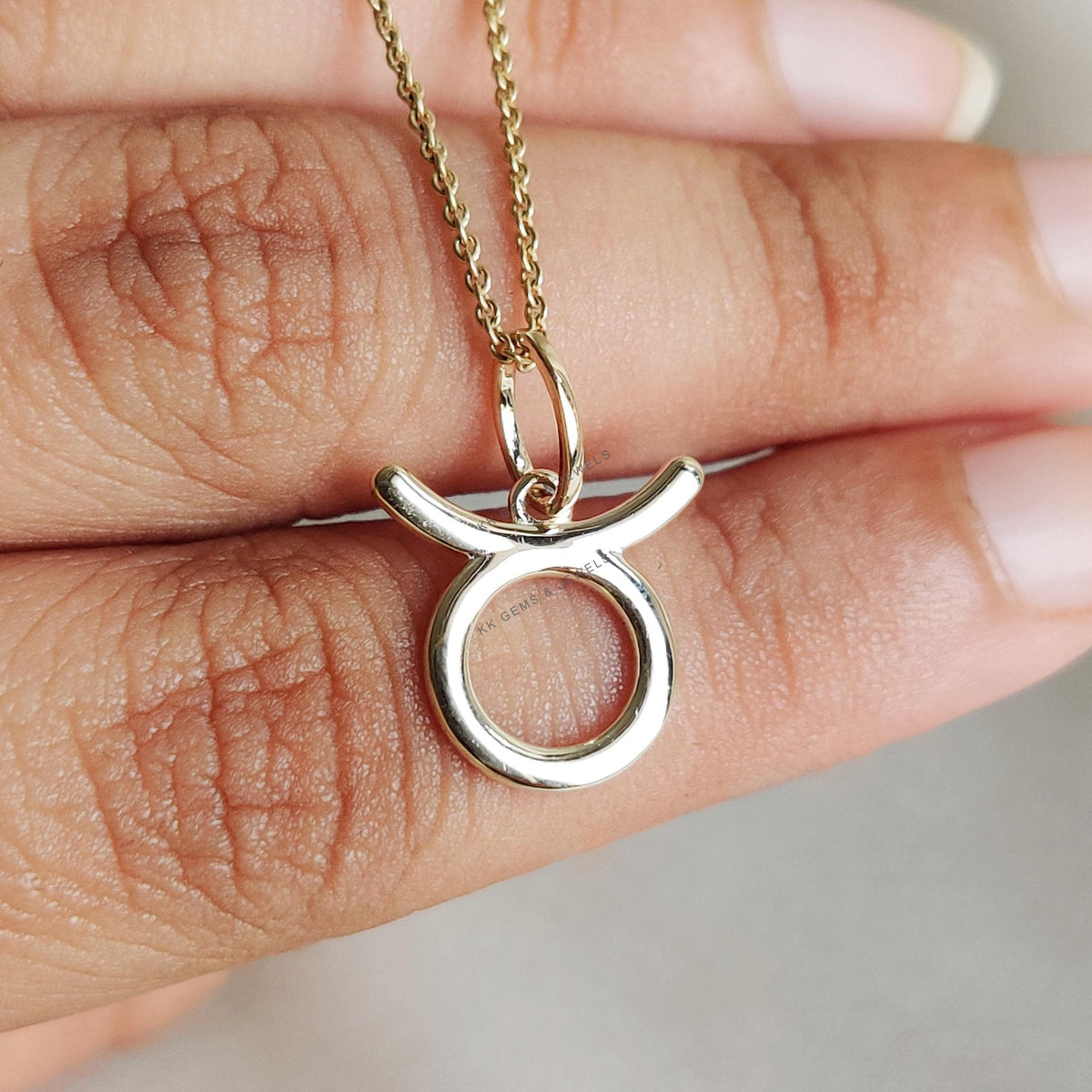 14K Solid Gold Taurus Zodiac Pendant, Symbolic Charm