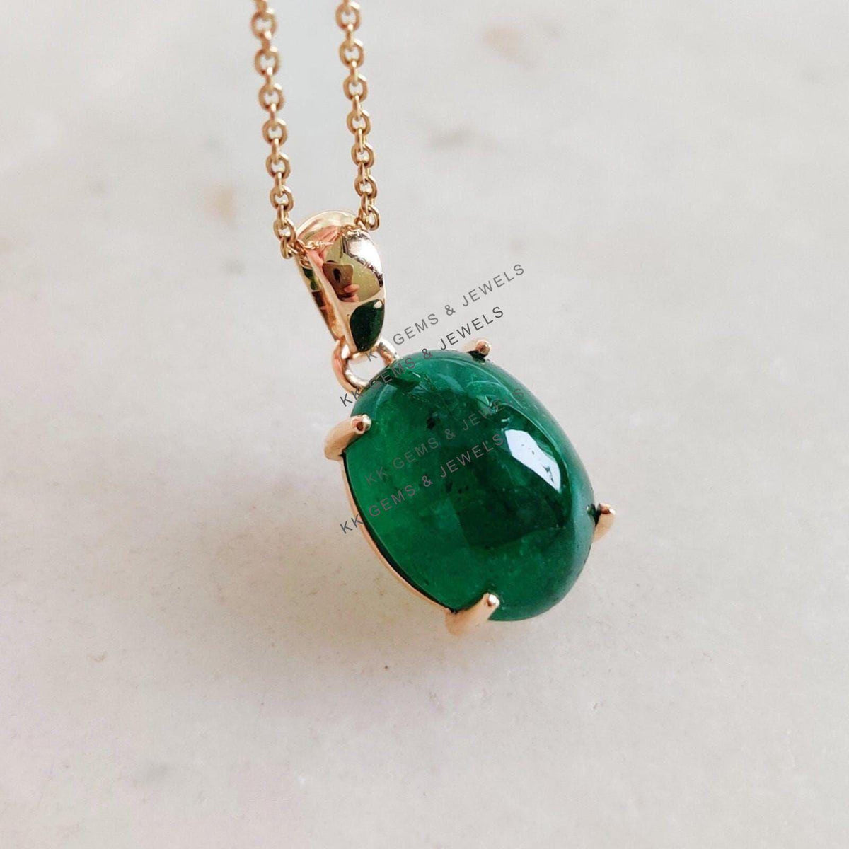 Natural Zambian Emerald 14K Solid Yellow Gold Pendant, May Birthstone Pendant,