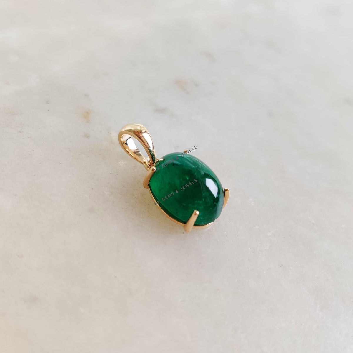 Natural Zambian Emerald 14K Solid Yellow Gold Pendant, May Birthstone Pendant,