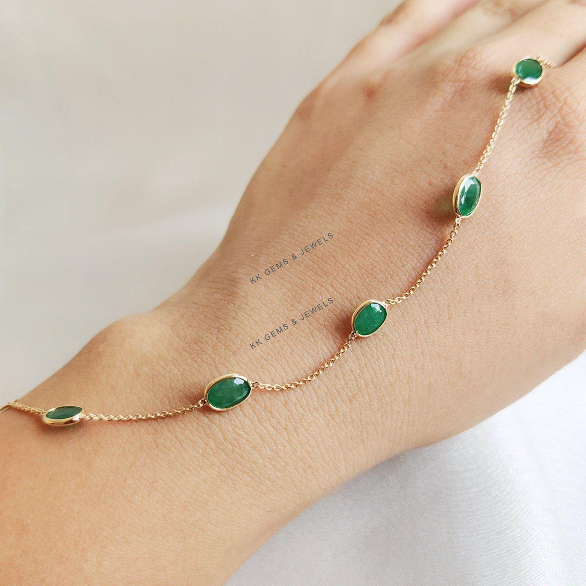 Natural Emerald Bracelet, 14K Solid Gold Emerald Bracelet, Dainty Emerald Bezel Set Bracelet, May Birthstone Bracelet, Emerald Jewelry