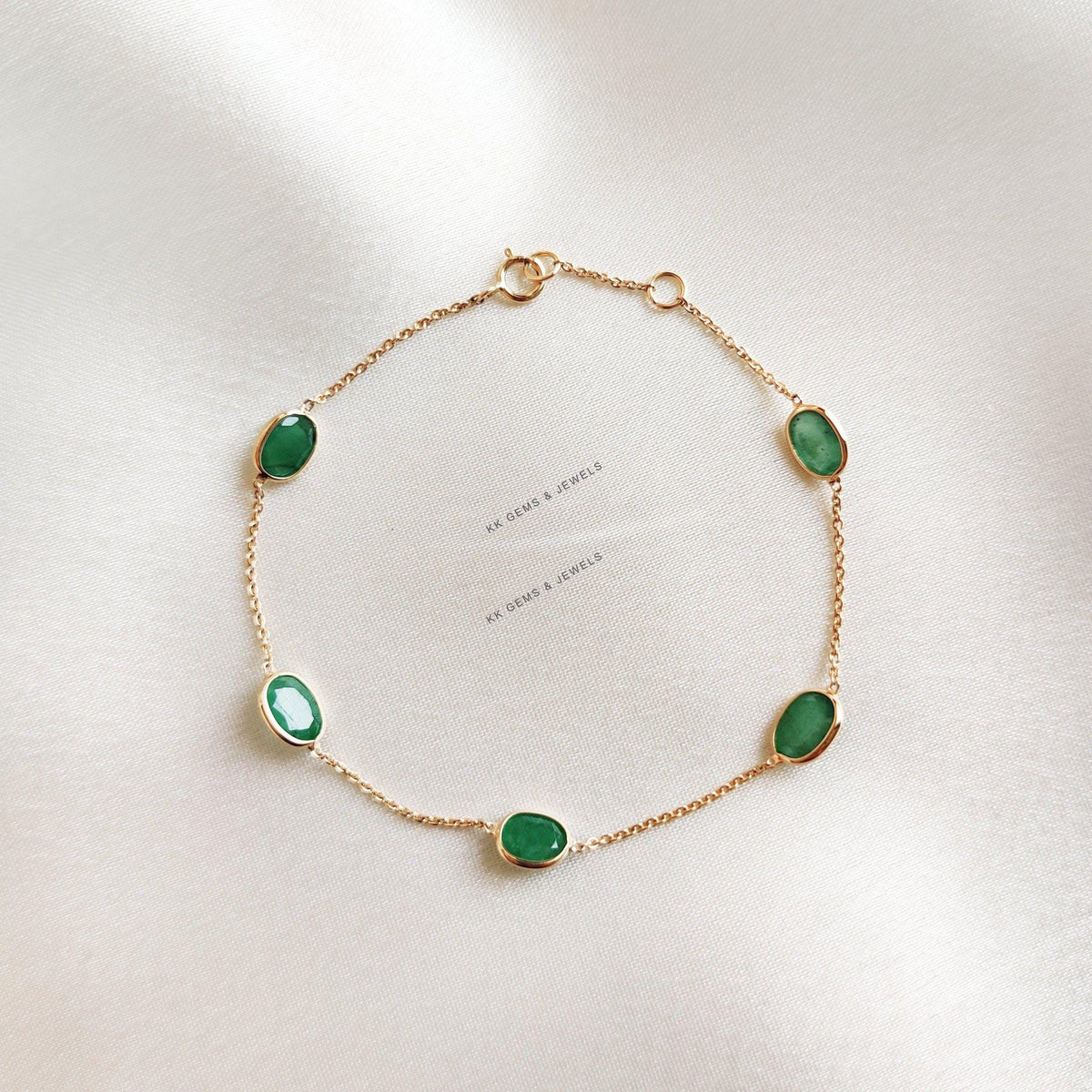 Natural Emerald Bracelet, 14K Solid Gold Emerald Bracelet, Dainty Emerald Bezel Set Bracelet, May Birthstone Bracelet, Emerald Jewelry