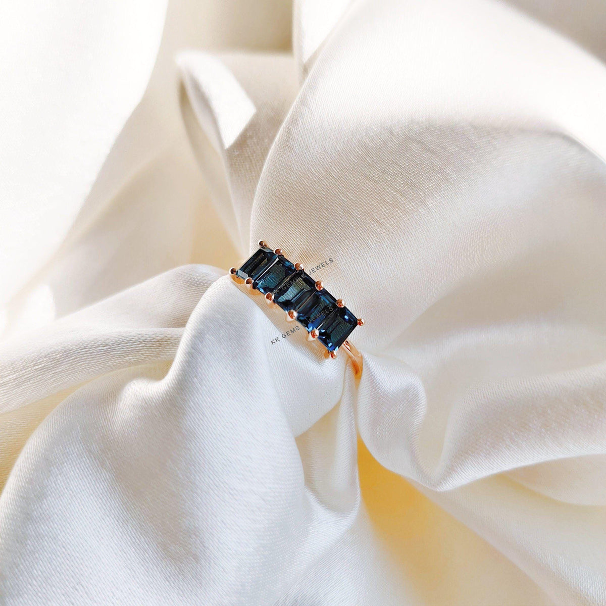 Natural London Blue Topaz Ring: 14K Solid Yellow Gold, December Birthstone