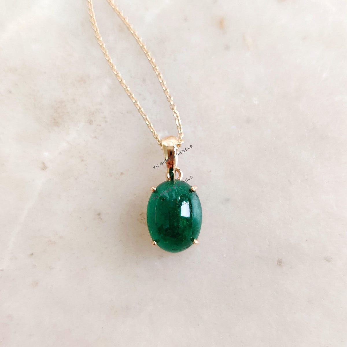 Natural Zambian Emerald 14K Solid Yellow Gold Pendant, May Birthstone Pendant,