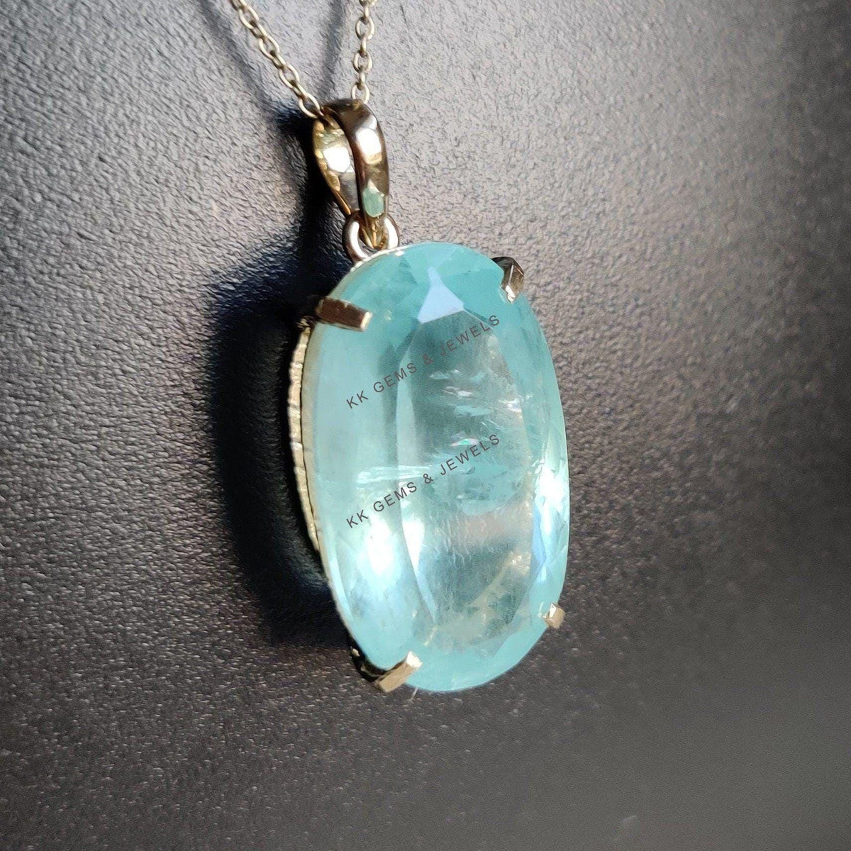 Natural Aquamarine Pendant: 14K Solid Yellow Gold, March Birthstone
