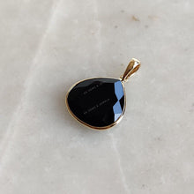 Natural Black Onyx 14K Solid Yellow Gold Pendant, December Birthstone Pendant,