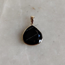 Natural Black Onyx 14K Solid Yellow Gold Pendant, December Birthstone Pendant,