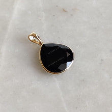 Natural Black Onyx 14K Solid Yellow Gold Pendant, December Birthstone Pendant,