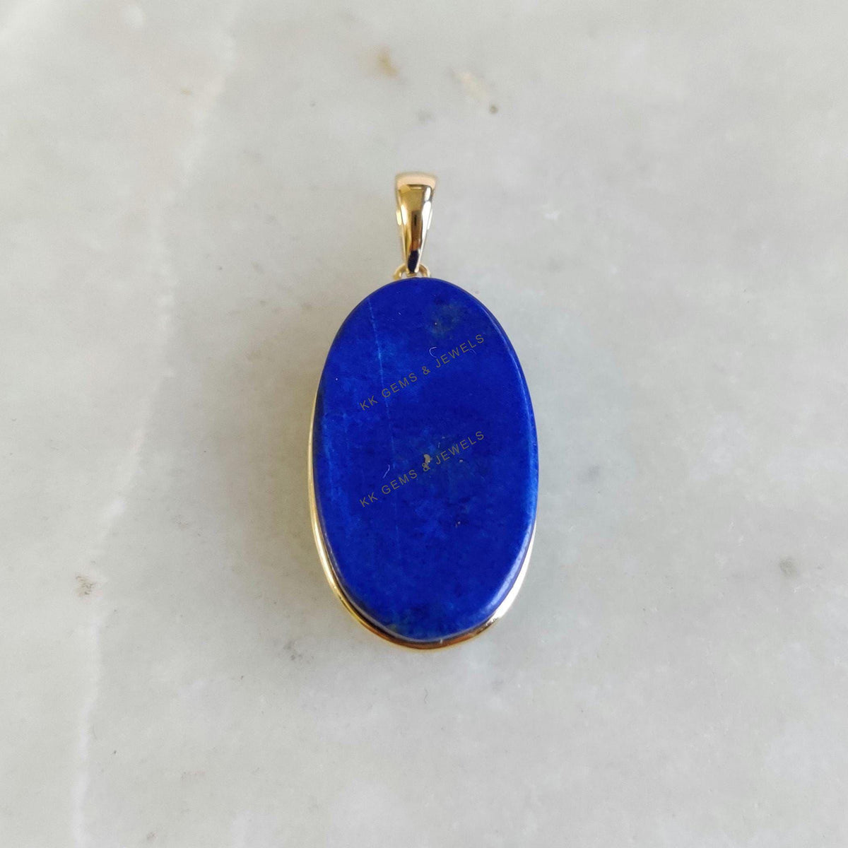 Natural Lapis Lazuli 14K Solid Yellow Gold Pendant, September Birthstone Pendant,