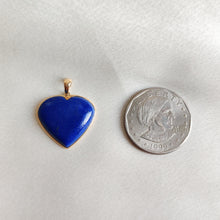 14K Solid Gold Natural Lapis Lazuli Heart Pendant, September Birthstone