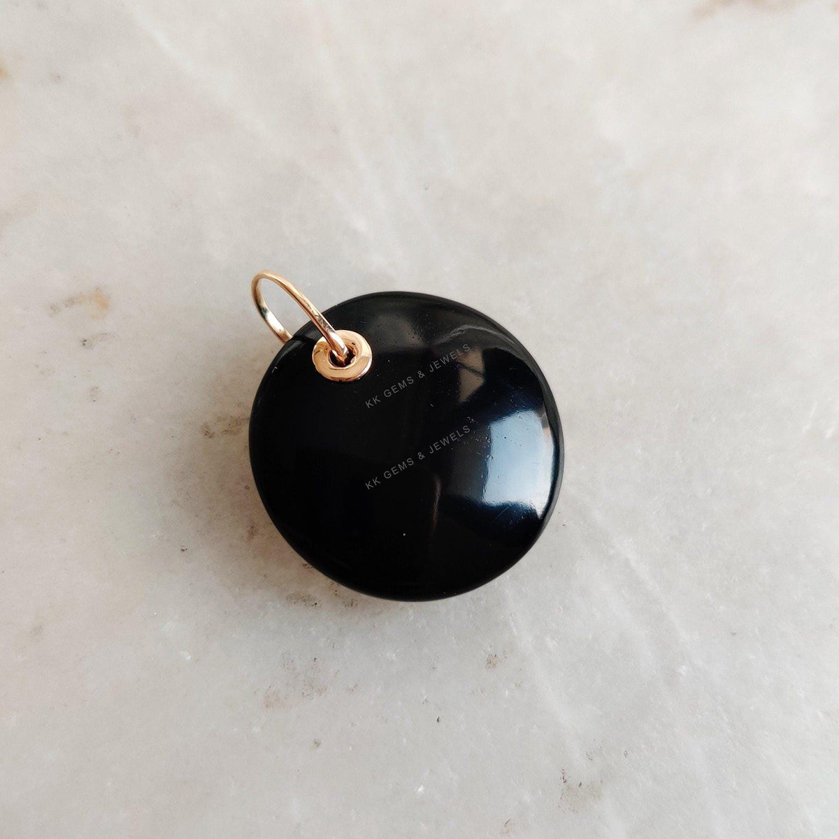 Natural Black Onyx Pendant, 14K Solid Yellow Gold Black Onyx Pendant, December Birthstone Pendant, Black Onyx Jewelry, Anniversary Gift