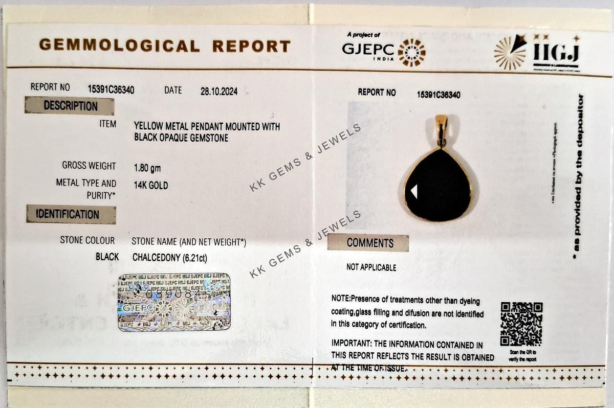 Natural Black Onyx 14K Solid Yellow Gold Pendant, December Birthstone Pendant,