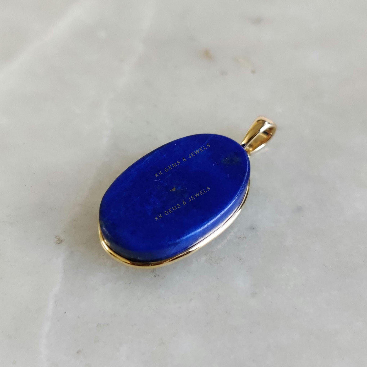 Natural Lapis Lazuli 14K Solid Yellow Gold Pendant, September Birthstone Pendant,