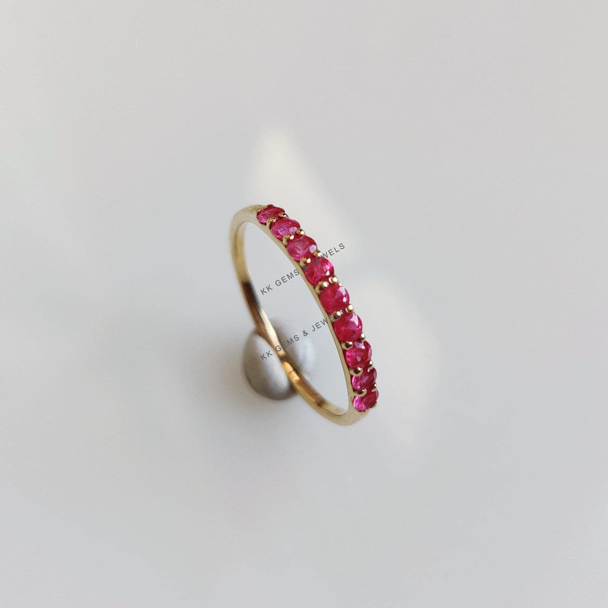 Dainty Natural Ruby Ring, 14K Solid Yellow Gold July Birthstone