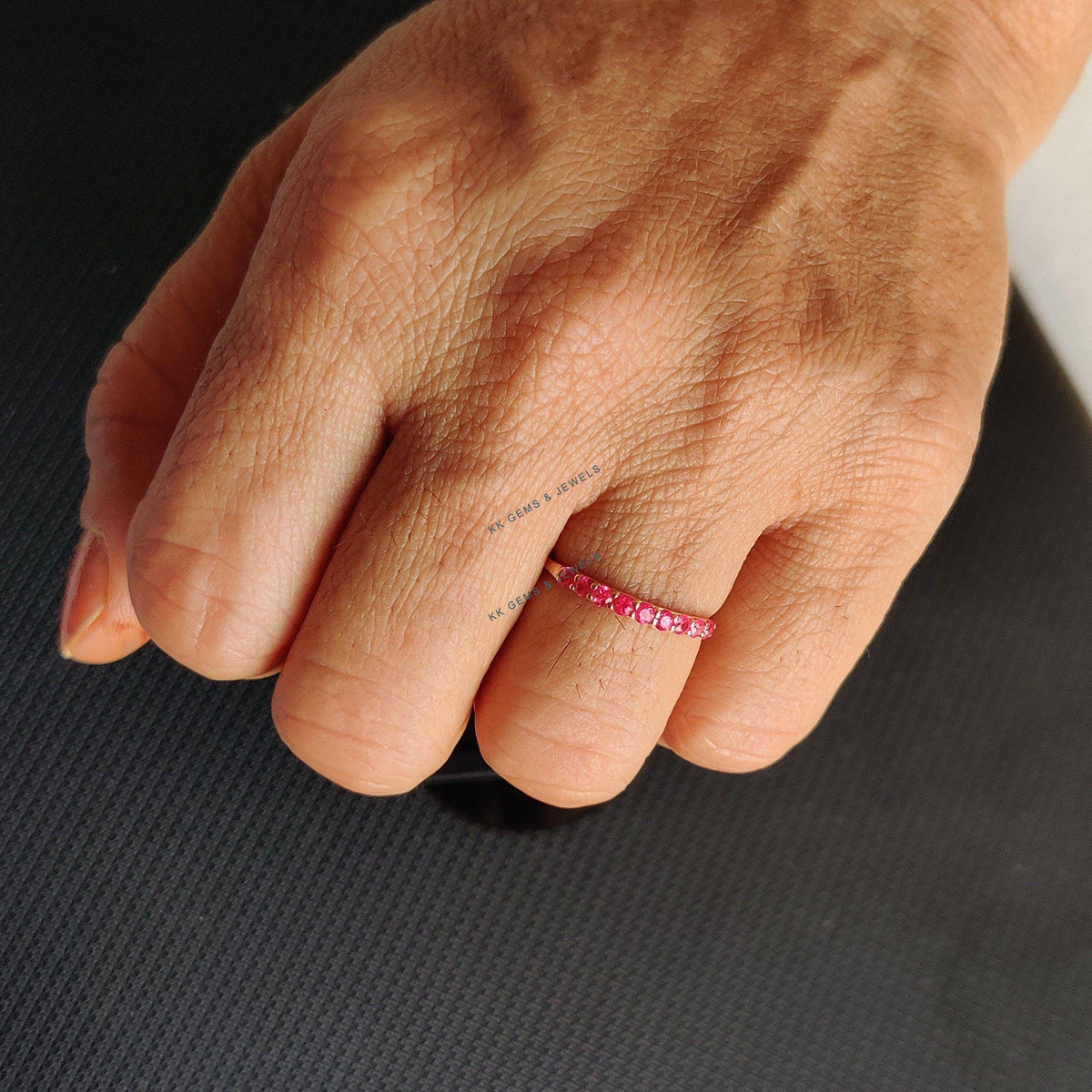 Dainty Natural Ruby Ring, 14K Solid Yellow Gold July Birthstone